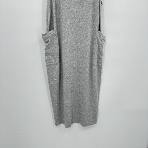 EILEEN FISHER midi dress knit cowl turtleneck cargo pockets casual gray XXS - Picture 4 of 8